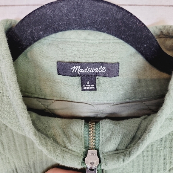 MADEWELL Diamond Jacquard Half-Zip Pullover Top in Khaki Green, SZ SMALL - Picture 7 of 12
